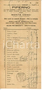 Documento originale, autentico 1946 ROMA  MONTE CENCI Ristorante PIPERNO Carciofi alla giudia  Ricevuta 1