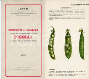 Materiale pubblicitario d’epoca 1968 ROMA  IVRAM Requisiti per commercializzazione dei piselli  Brochure 1