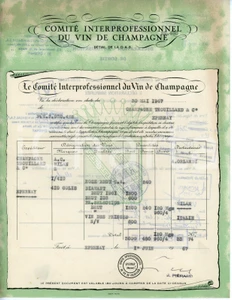 Documento originale, autentico 1967 Comité interprofessionnel du vin de CHAMPAGNE Trouillard EPERNEY Facture 1