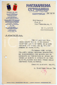 Documento originale, autentico 1955 FONTANAFREDDA D ALBA Cantine Fontanafredda Barolo Lettera commerciale 1