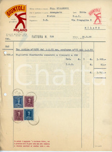 Documento originale, autentico 1955 MILANO Viale Monza 253 Arte grafica GIUNTOLI Fattura biglietti guardaroba 1
