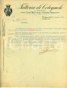 Documento originale, autentico 1936 COLLESALVETTI Fattoria COLOGNOLE Gian Battista e Cesare SPALLETTI Lettera 1