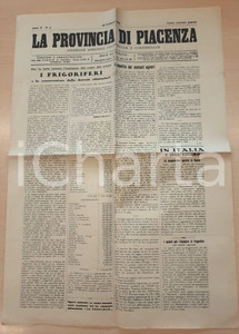 Giornale, rivista storica 1925 LA PROVINCIA DI PIACENZA Frigoriferi e conservazione derrate Giornale 1