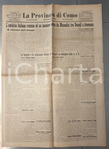 Giornale, rivista storica 1926 LA PROVINCIA DI COMO Incontro GrandiAverescu  Amicizia italorumena 1