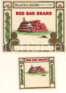Materiale pubblicitario d’epoca 1950 ca NEW YORK  Black & Budd  RED OAK BRAND  Lotto 2 etichette per sigari 1