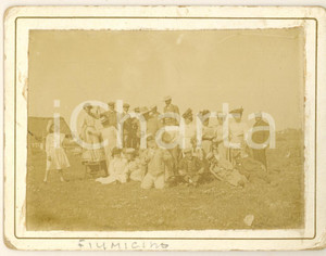 Fotografia d epoca originale 1910 FIUMICINO Gruppo di villeggianti romani  Ritratto Foto CURIOSA 13x10 cm 1