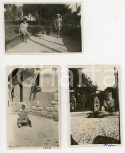 Fotografia d epoca originale 1930 TRIESTE  OPICINA Bimbi giocano a bocce, con costruzioni e auto giocattolo 1