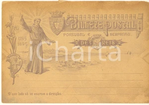 Cartolina originale da collezione 1895 PORTUGAL Sant Antonio da Padova  700 anni Bilhete postal 3 reis 1