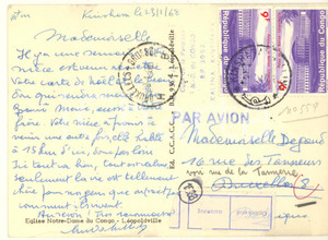 Autografo originale 1968 KINSHASA CONGO Abbé Ludo MATHOT La vie est chère pour nos gens Autografo 1