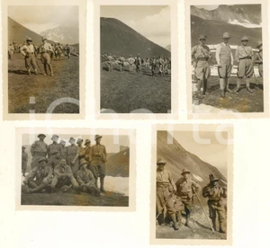 Fotografia d epoca originale 1935 ca MONTE ROSA  ALPINI Battaglione IVREA  Campo estivo 5 foto 6x9 cm 1