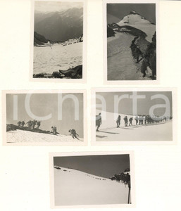 Fotografia d epoca originale 1935 ca GRESSONEY MONTE ROSA  ALPINI Battaglione IVREA Addestramento 5 foto 6x9 1
