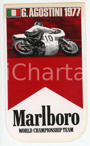Oggetto da collezione cartaceo 1977 MOTO GP Giacomo AGOSTINI Marlboro World Championship Team  Adesivo 1