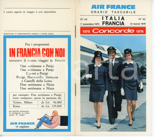 Materiale pubblicitario d’epoca 197576 AIR FRANCE  CONCORDE Orario tascabile voli ITALIA  FRANCIA 1