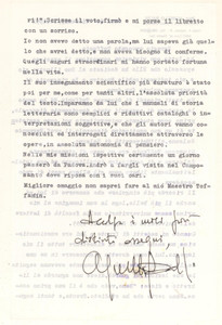 Autografo originale 1991 CAVA DE  TIRRENI Lettera prof. Agnello BALDI per ringraziamento AUTOGRAFO 1