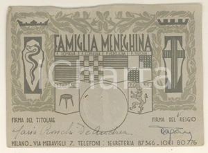 Oggetto da collezione cartaceo 1949 MILANO  FAMIGLIA MENEGHINA  Tessera di frequenza con vera foto 1