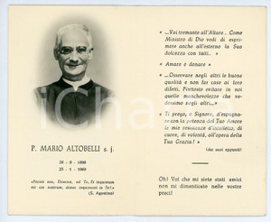 Oggetto da collezione cartaceo 1969 MILANO In memoria di Padre Mario ALTOBELLI Gesuita  Santino con foto 1