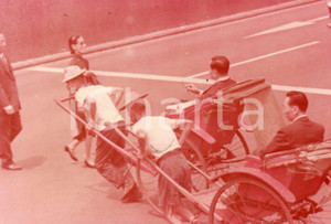 Fotografia d epoca originale 1970ca HONG KONG Rickshaws 35 mm VINTAGE SLIDE 1