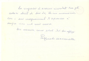 Autografo originale 1991 Università di NAPOLI  Pasquale MAZZARELLA per ringraziamento Autografo 1