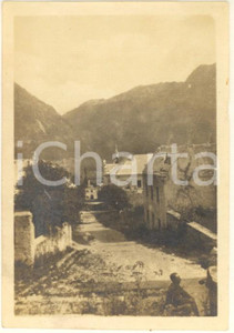 Fotografia d epoca originale 1917 WW1 SLOVENIA Fronte MONTE ROMBON  Paese distrutto Foto 6x8 cm 1
