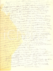 Autografo originale 1976 ROMA Pittore Luigi BRUNELLO al lavoro invita un vecchio amico Autografo 1