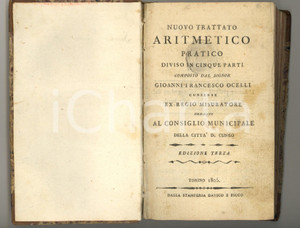 Libro, pubblicazione d epoca 1805 Gioanni Francesco OCELLI Nuovo trattato aritmetico RARO  Autografo 1