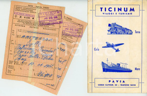 Oggetto da collezione cartaceo 1961 PAVIA Agenzia viaggi TICINUM Due biglietti per AMSTERDAM con custodia 1