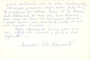 Autografo originale 1971 s. l. TORINO? Biglietto Mercedes REMMERT per condoglianze Autografo 1