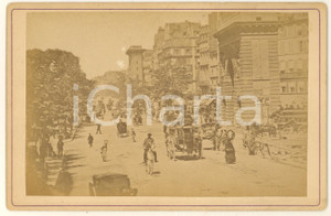 Fotografia d epoca originale 1890 ca PARIS Boulevard SaintMartin  Foto VINTAGE animata carrozze 17x11 cm 1