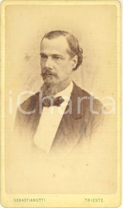 Fotografia d epoca originale 1887 TRIESTE Ritratto di Giuseppe LANG  Foto SEBASTIANUTTI CDV 1