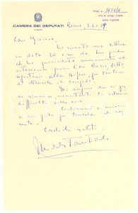 Autografo originale 1959 ROMA Camera dei Deputati  Lettera Michele TANTALO  AUTOGRAFO 1