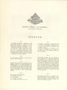 Documento originale, autentico 1971 CASORATE SEMPIONE VA Società Ippica LE QUERCE  Statuto e regolamento 1