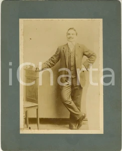 Fotografia d epoca originale 1900 ca SALUZZO Ritratto maschile  Fotografia Nazionale di NAVARINI 17x21 cm 1