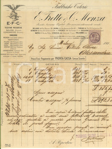 Documento originale, autentico 1924 MONZA Fabbriche telerie E. FRETTE & C.  Fattura intestata per tovaglie 1