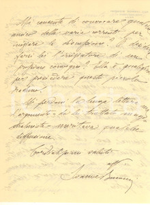 Autografo originale 1949 ROMA Ivanoe BONOMI auspica una nuova legge sulla stampa Autografo 1