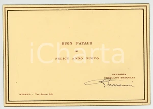 Autografo originale 1980 ca MILANO Via della Spiga 22 Sartoria Gerolamo TRECCANI Biglietto AUTOGRAFO 1