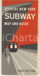 Mappa, planimetria storica 1958 NEW YORK Subway  Official map and station guide 1