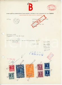 Documento originale, autentico 1958 MILANO Via Melloni 8 Lucio BOJANO Grafico pubblicitario  Fattura depliant 1