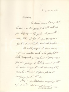 Autografo originale 1983 FIRENZE Lettera Lorenzo CAVINI  Ringraziamento per un libro  Autografo 1