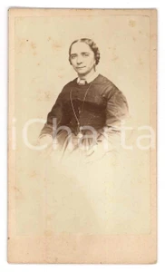 Fotografia d epoca originale 1870 ca BRESCIA Ritratto di donna seduta Foto Giuseppe ALLEGRI  CDV 1