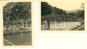 Fotografia d epoca originale 1940 ca WW2 LIPPITZBACH AUSTRIA Ponte Gridl  Truppe a cavallo 2 foto 10x7 cm 1