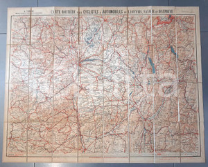 Mappa, planimetria storica 1904 Carte TARIDE cycliste automobile  LYONNAIS, Savoie, Dauphiné Mappa tela 1