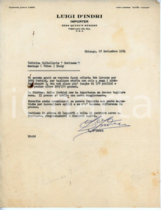 Documento originale, autentico 1954 CHICAGO 5529 Quincy Street  Luigi D INDRI Importer Lettera con AUTOGRAFO 1