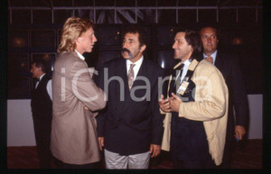 Fotografia d epoca originale 1990ca TENNIS Boris BECKER Ion TIRIAC Ilie NASTASE 35mm VINTAGE SLIDE 1