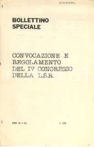 Materiale pubblicitario d’epoca 1982 LEGA SOCIALISTA RIVOLUZIONARIA IV Congresso  Bollettino regolamento 1