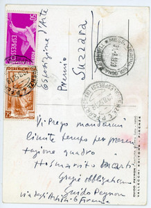 Autografo originale 1953 FIRENZE  ARTE Guido PEYRON Cartolina con AUTOGRAFO  14x10 cm 1