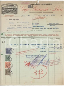 Documento originale, autentico 1940 LECCO Stabilimenti metallurgici Riccardo GAJO Fattura per molle ramate 1