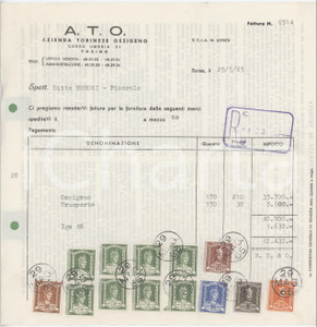 Documento originale, autentico 1965 TORINO Corso Umbria 51  A.T.O. Azienda Torinese Ossigeno  Fattura 6 1