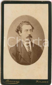 Fotografia d epoca originale 1880 ca MILANO Uomo con cravatta  Ritratto  Fotografia Carlo MARCOZZI CDV 1