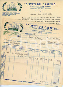 Documento originale, autentico 1961 DIANO CASTELLO Oliveti del castello  Lettera commerciale e fattura 1