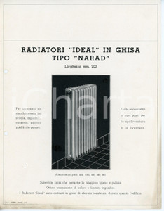 Materiale pubblicitario d’epoca 1935 ca VOGHERA Ditta C. VILETTI Radiatori IDEAL in ghisa tipo NARAD Volantino 1